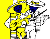 Coloring page Mariachi musicians painted bycop