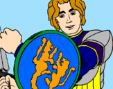 Coloring page Knight with lion shield painted bylief