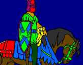 Coloring page Knight on horseback painted bycaio