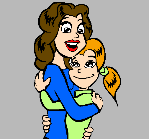 Coloring page Mother and daughter embraced painted byMarga