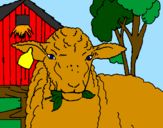 Coloring page Lamb eating a leaf painted byShiane