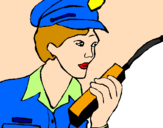 Coloring page Police officer with walkie-talkie painted byMarga