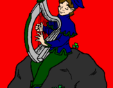 Coloring page Elf playing the harp painted byNero