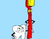 Coloring page Tooth and toothbrush painted bykoty
