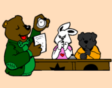 Coloring page Bear teacher and his students painted byRose