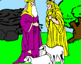 Coloring page Shepherds painted bycarles