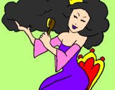 Coloring page Princess brushing her hair painted byCandie