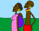 Coloring page Family from Zambia painted byCandie