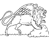 Coloring page Winged lion painted byMichael
