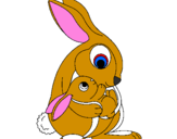 Coloring page Mother rabbit painted bymrsl lombar