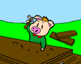 Coloring page Three little pigs 3 painted byEvan Burns