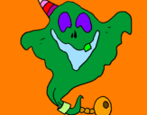 Coloring page Ghost with party hat painted byEleni