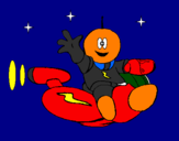 Coloring page Martian on space bike painted byJacob