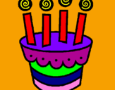 Coloring page Cake with candles painted by.m,,,,,,,,,,,ssdfr4567,,,