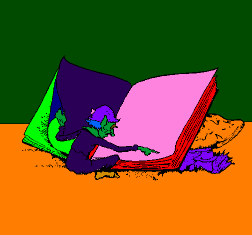 Coloring page Gnome reading painted byANGEL