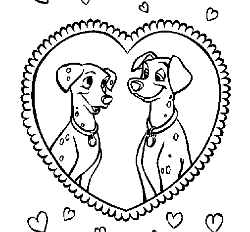 Coloring page Dalmatians in love painted bysergio