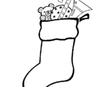 Coloring page Stocking with presents painted byyuan