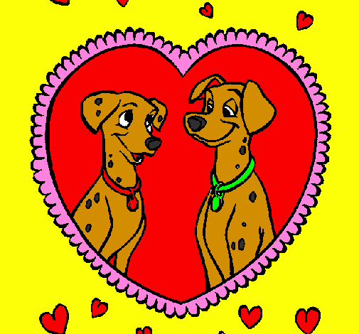 Coloring page Dalmatians in love painted byOcean
