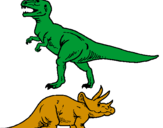 Coloring page Triceratops and Tyrannosaurus rex painted bymaria