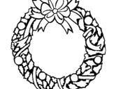 Coloring page Christmas wreath painted byyuan