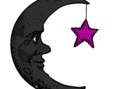 Coloring page Moon and star painted bycarol