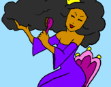 Coloring page Princess brushing her hair painted byKenny