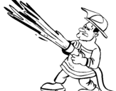 Coloring page Firefighter with fire hose painted bySpeech