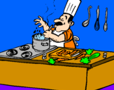 Coloring page Cook in the kitchen painted byPolak