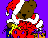 Coloring page Little bear with Christmas hat painted bymarisol salazar