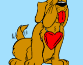 Coloring page Dog in love painted bymimi