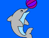 Coloring page Dolphin playing with a ball painted bylucasnr