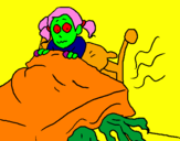 Coloring page Monster under the bed painted bymac