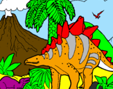 Coloring page Family of Tuojiangosaurus painted bygonzalo