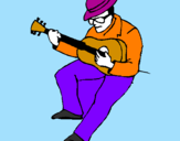 Coloring page Guitarist wearing hat painted byssssssd