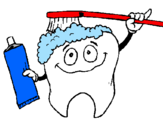 Coloring page Tooth cleaning itself painted bycilla