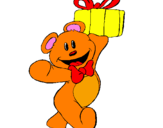 Coloring page Teddy bear with present painted bygiulia c.
