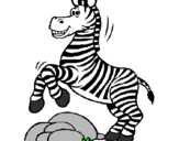 Coloring page Zebra jumping over rocks painted byAimee