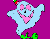 Coloring page Ghost with party hat painted byPAULA