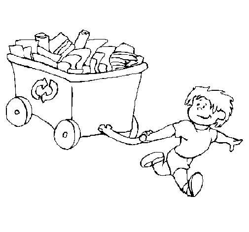 Coloring page Little boy recycling painted byboy