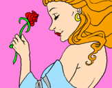 Coloring page Princess with a rose painted bycaiti