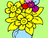 Coloring page Vase of flowers painted bymum and daddys flower