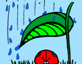 Coloring page Ladybird sheltering from rain painted byTay