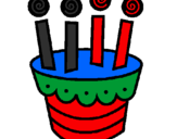 Coloring page Cake with candles painted byJOSH