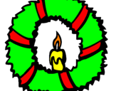 Coloring page Christmas wreath II painted byferni