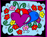 Coloring page Hearts and flowers painted byjulia