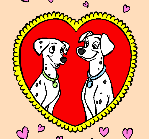 Coloring page Dalmatians in love painted byclaire