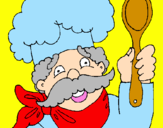 Coloring page Chef with moustache painted byRosalea