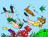 Coloring page Divers painted byGABOR