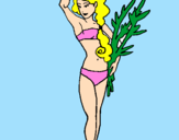 Coloring page Roman woman in bathing suit painted byNATALIA