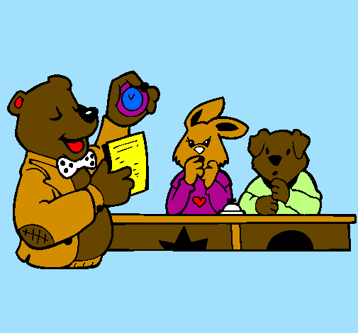 Bear teacher and his students